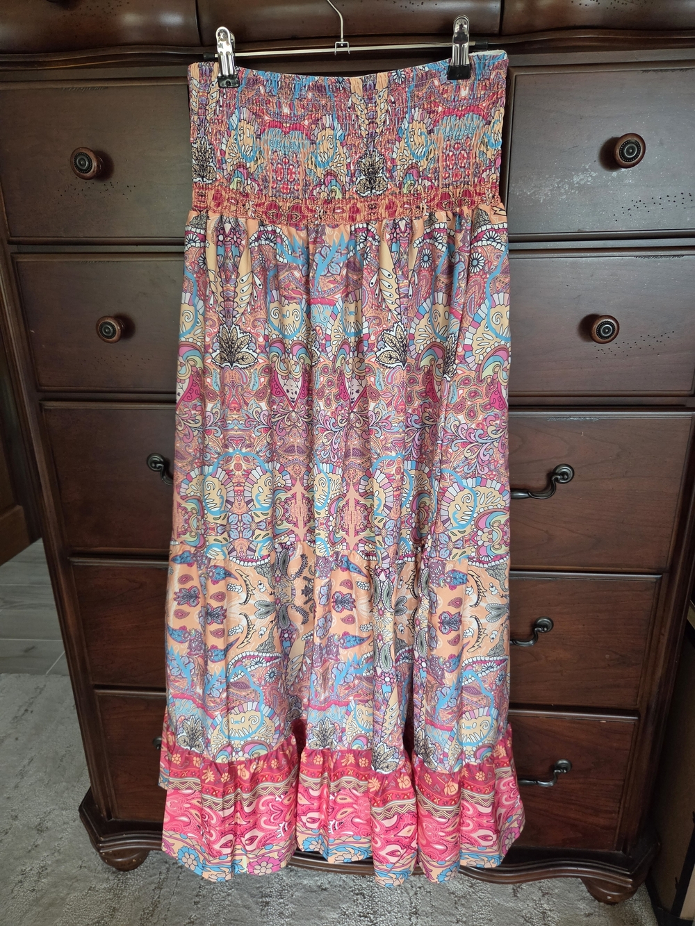 Bohemian Printed Maxi Skirt in Multi-Color